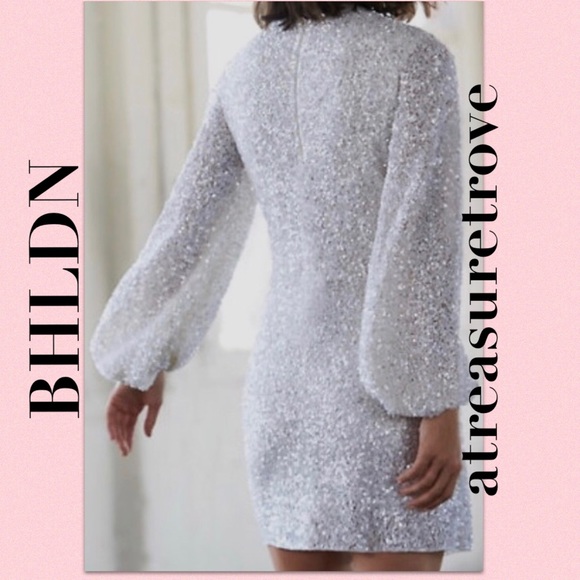 🎉HP🎉 BHLDN Goldie 4 / Sm Ivory Off White Allover Sequins Wedding Mini Dress - Picture 5 of 16